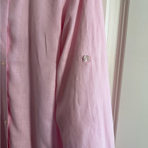 NWOT - Vilebrequin French Designer Pink Linen Long Button-Up Shirt - Size M - Picture 6 of 9